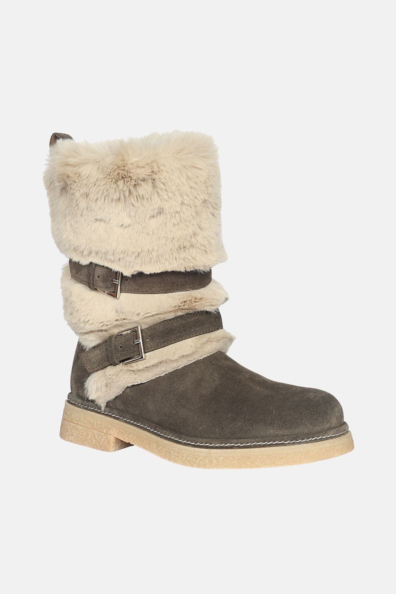 Jelavu - Parla - Mid shaft Suede & Shearling Cozy Boots - Jelavu.com