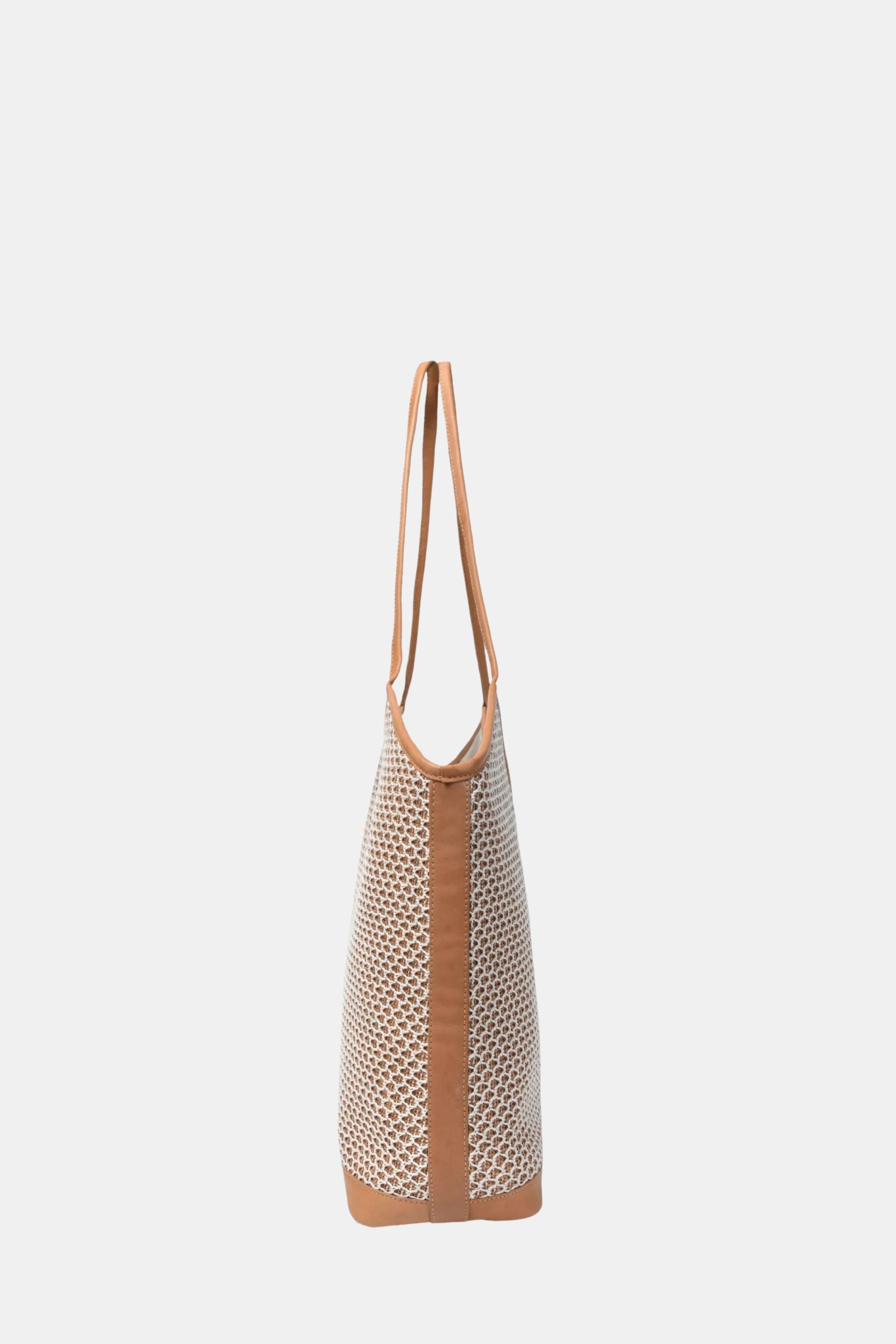 Jelavu - Lilliana Large Raffia Tote - Cognac Leather Trim