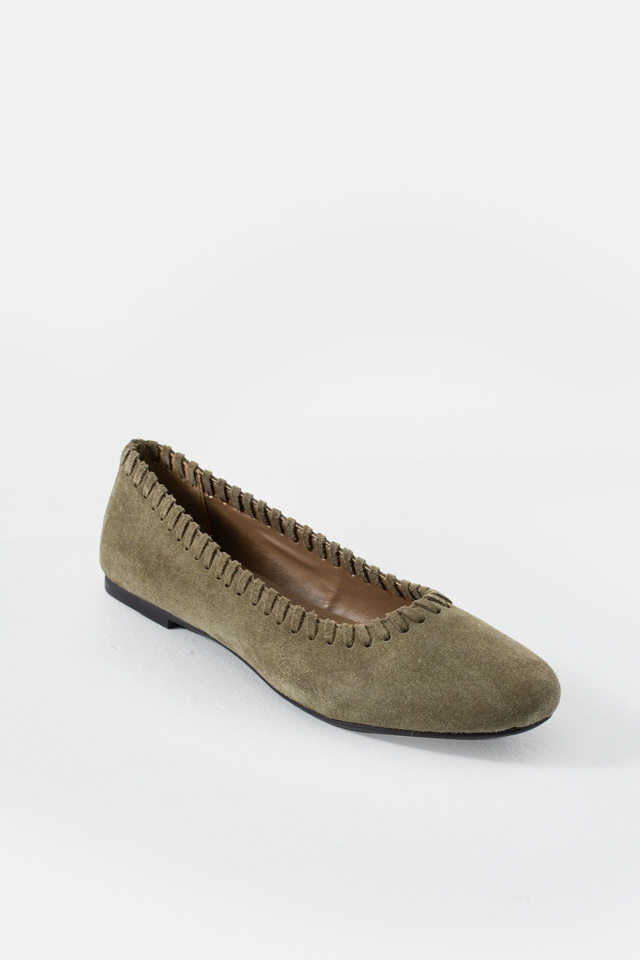 Jelavu - Ella Olive Suede Ballet Flat - Jelavu.com