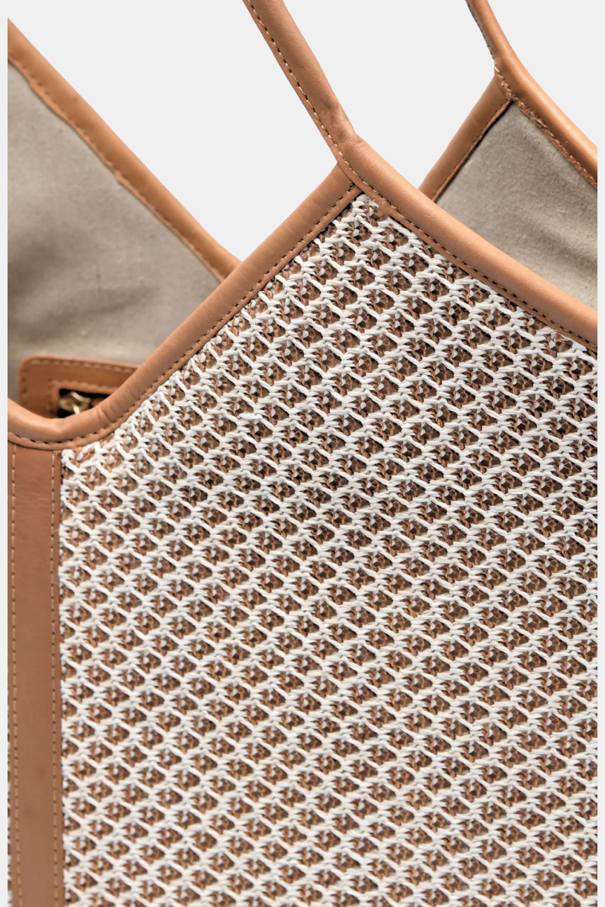 Jelavu - Lilliana Large Raffia Tote - Cognac Leather Trim