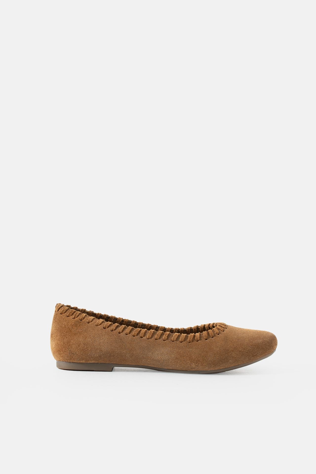 Jelavu - Ella Cognac Suede Ballet Flat - Jelavu.com