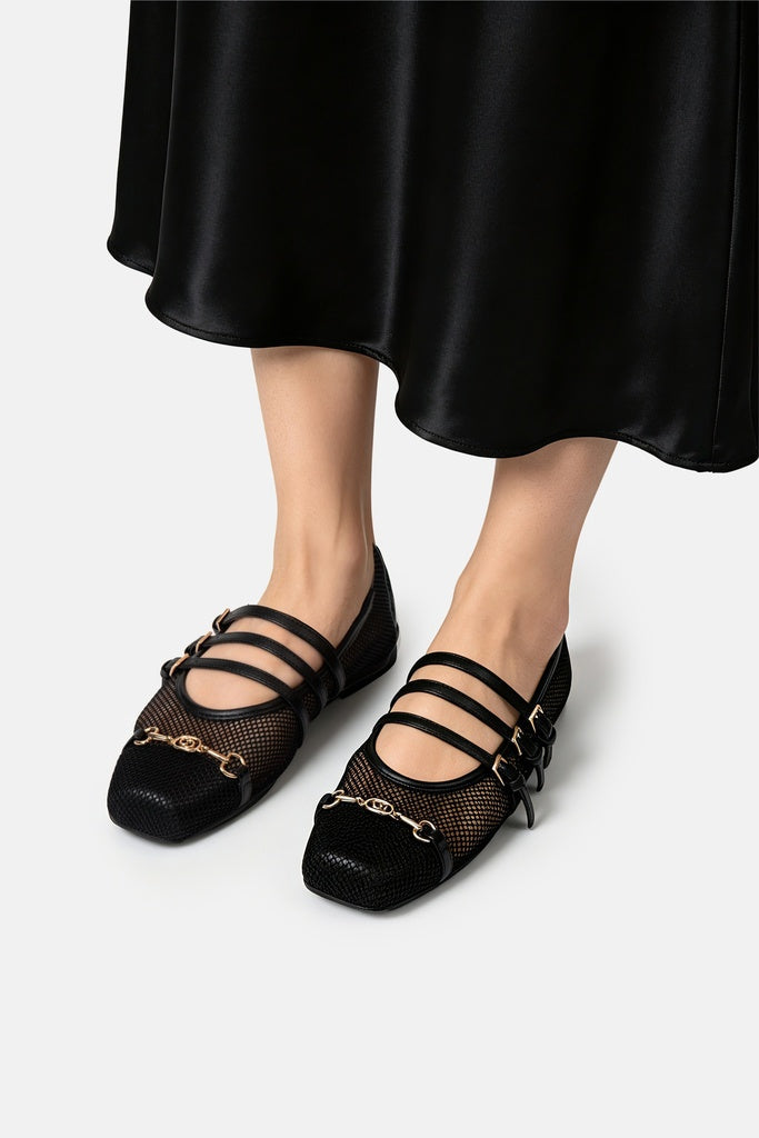JELAVU Emma Mesh Mary Jane Ballet Flat in Black - image 6