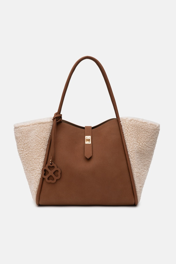 Jelavu Aspenn Faux Shearling Tote Bag in Camel
