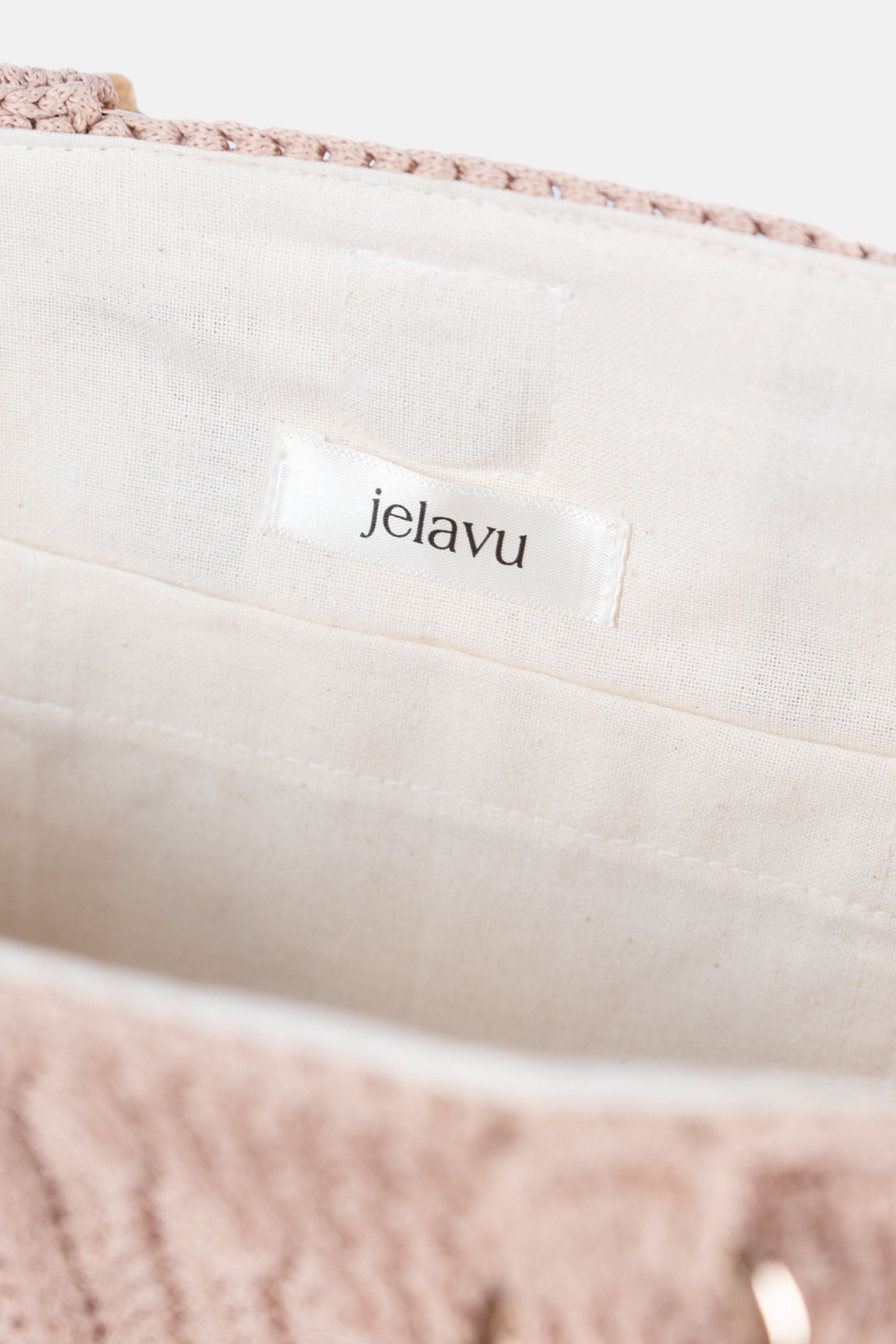 Jelavu - Blossom Crochet Crossbody Bag with Bamboo Handle - Beige / Daisy - Jelavu.com