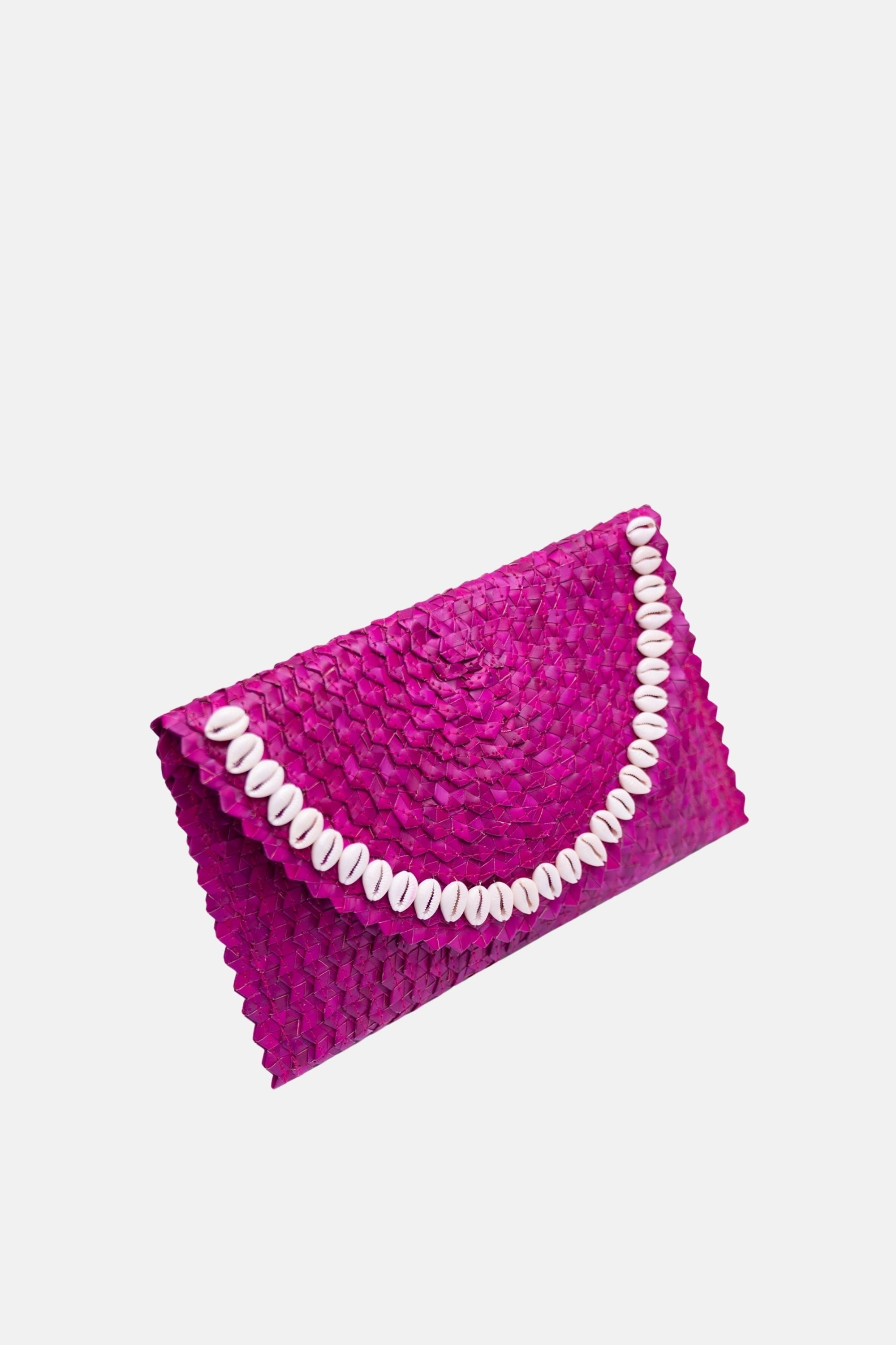 Coco Natural Shell Small Clutch - Fuschia