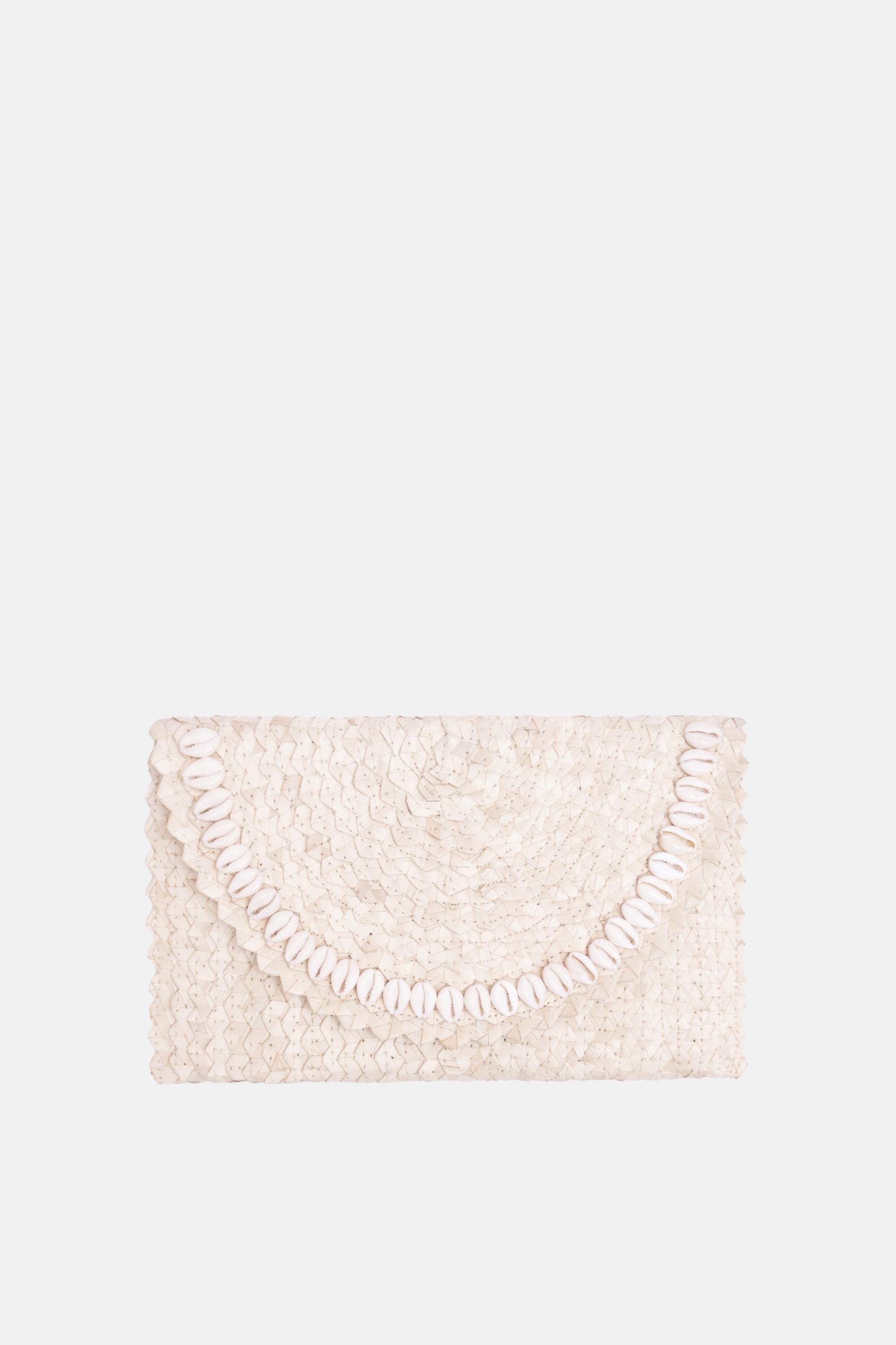 Coco Natural Shell Small Clutch - White