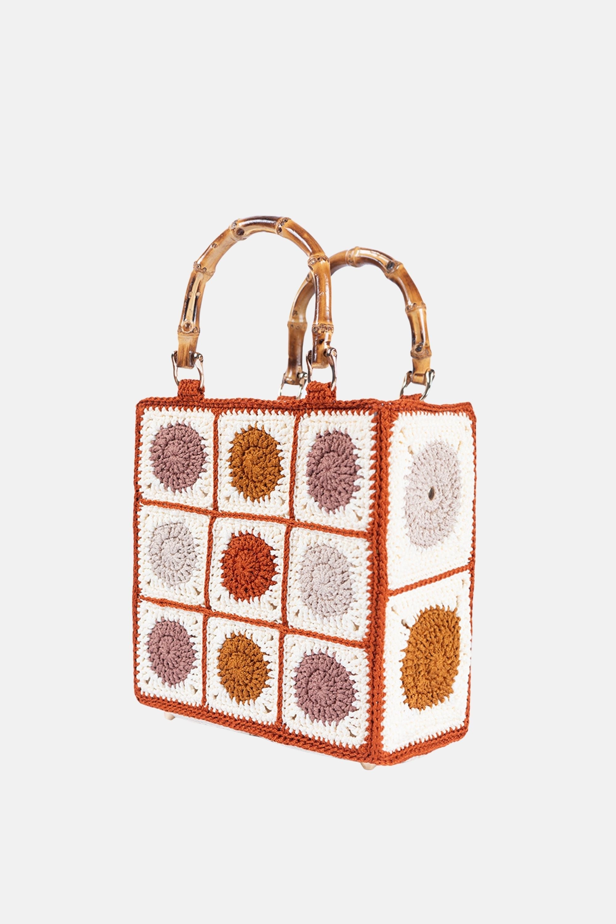 Jelavu - Dottie Crochet Bamboo Handle Crossbody Bag - Sunset Multi