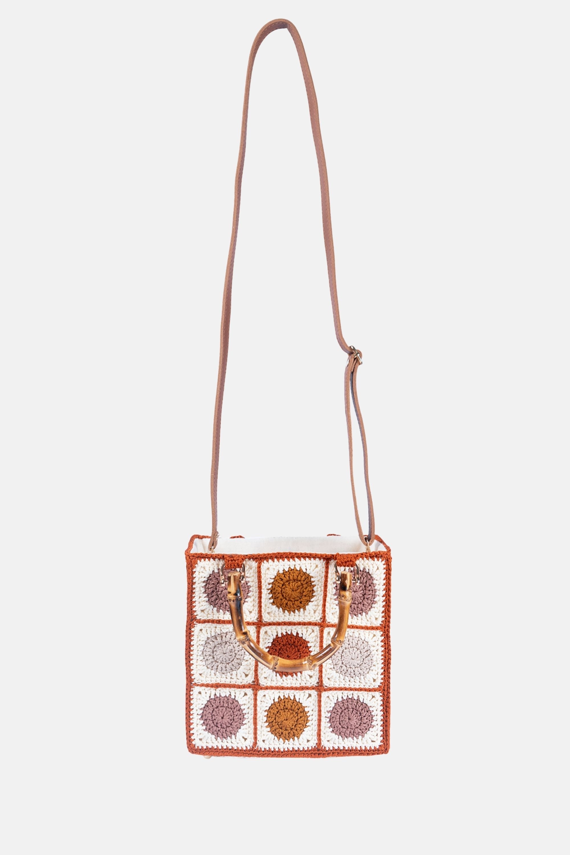 Jelavu - Dottie Crochet Bamboo Handle Crossbody Bag - Sunset Multi - Jelavu.com