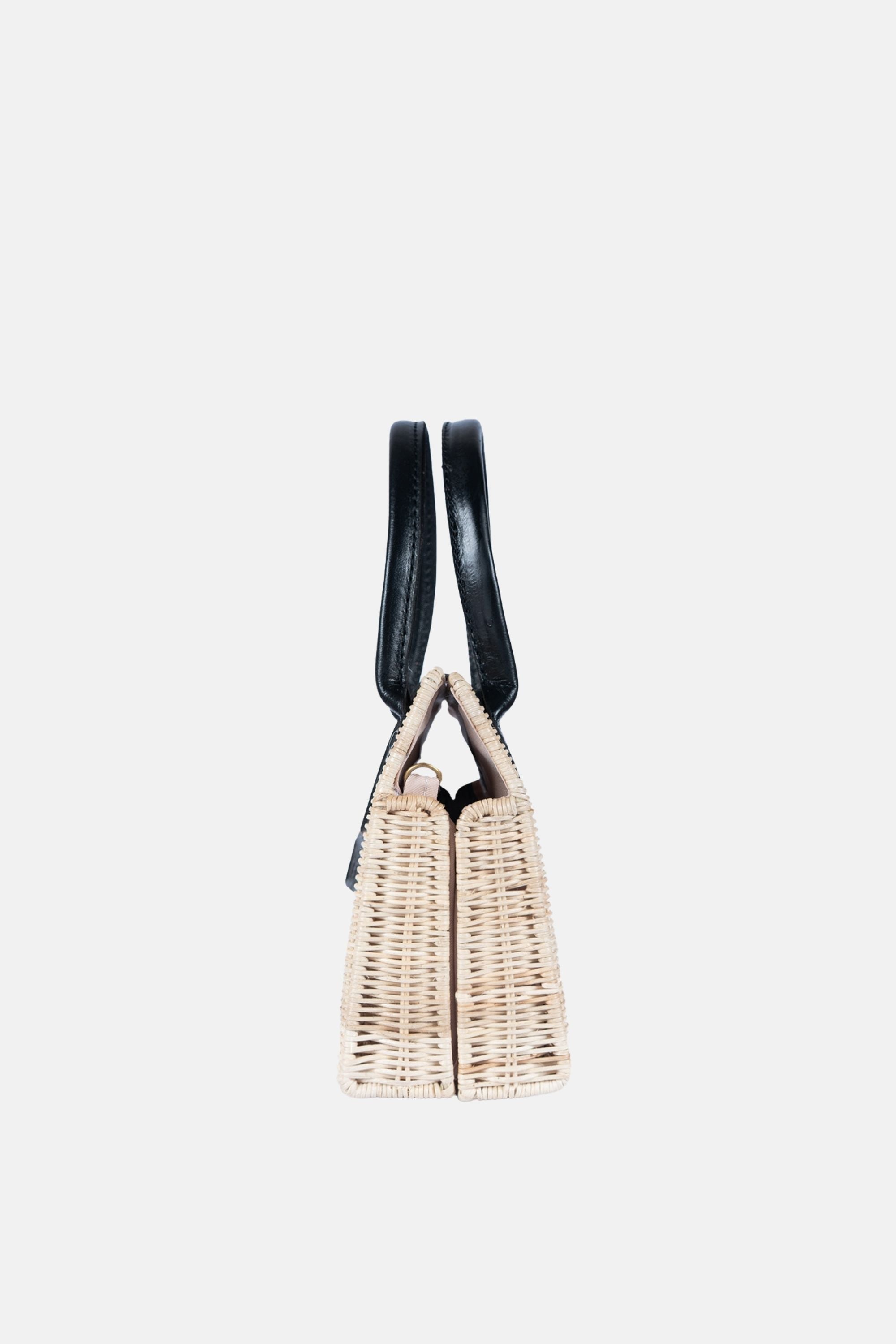 Piper Rattan Medium Crossbody - Black Leather - Jelavu.com