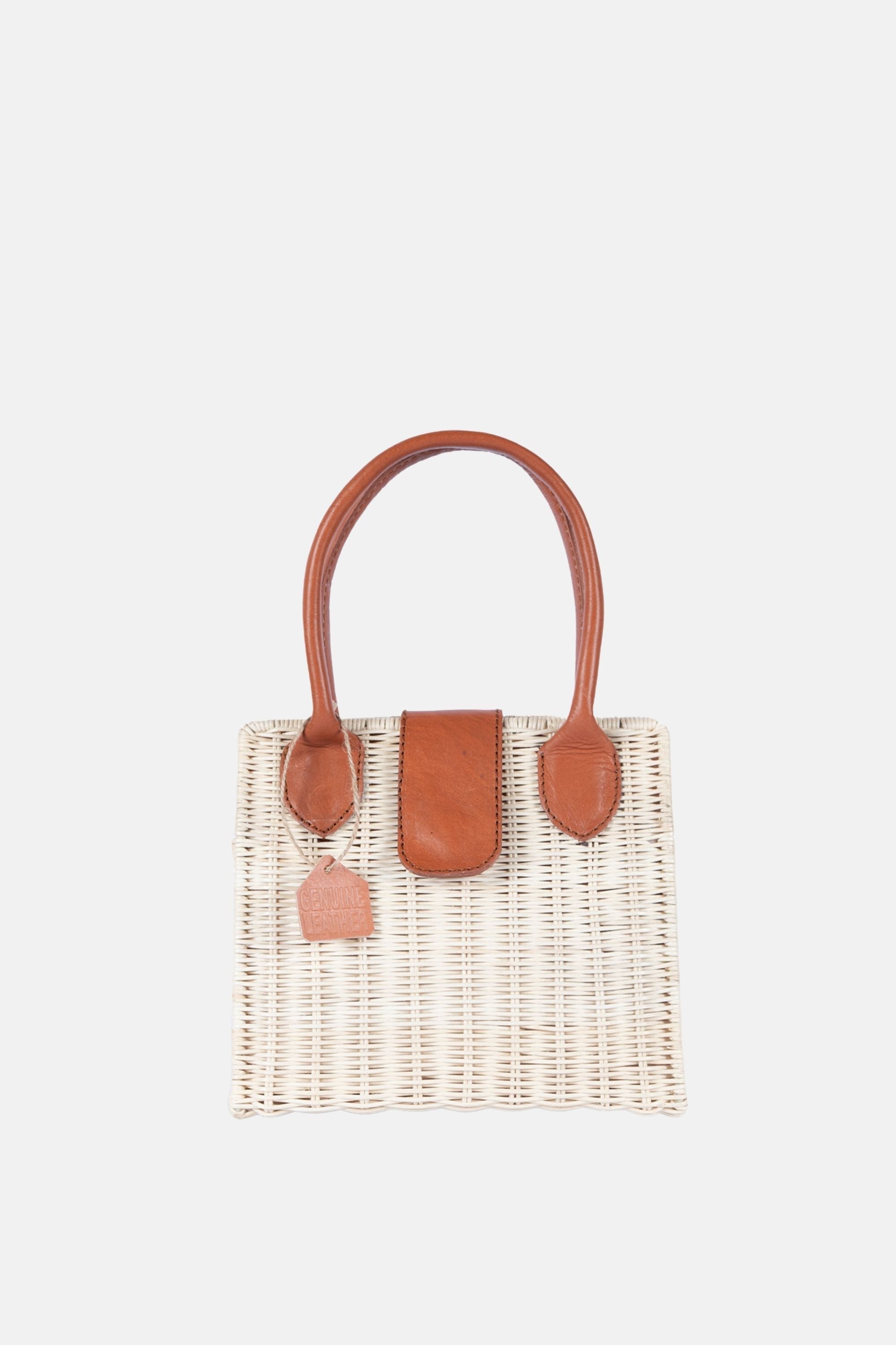Piper Rattan Medium Crossbody - Tan Leather