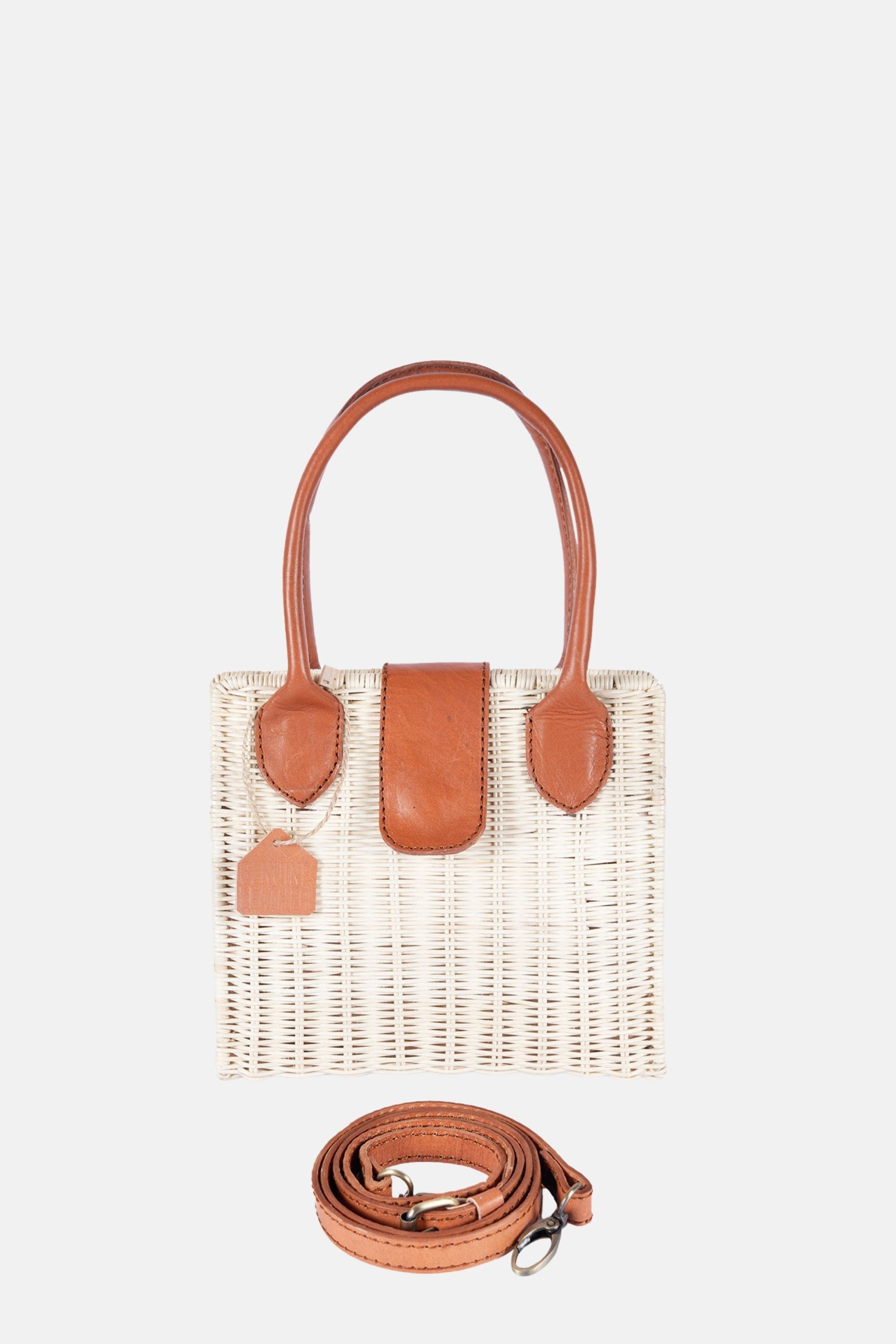 Piper Rattan Medium Crossbody - Tan Leather - Jelavu.com