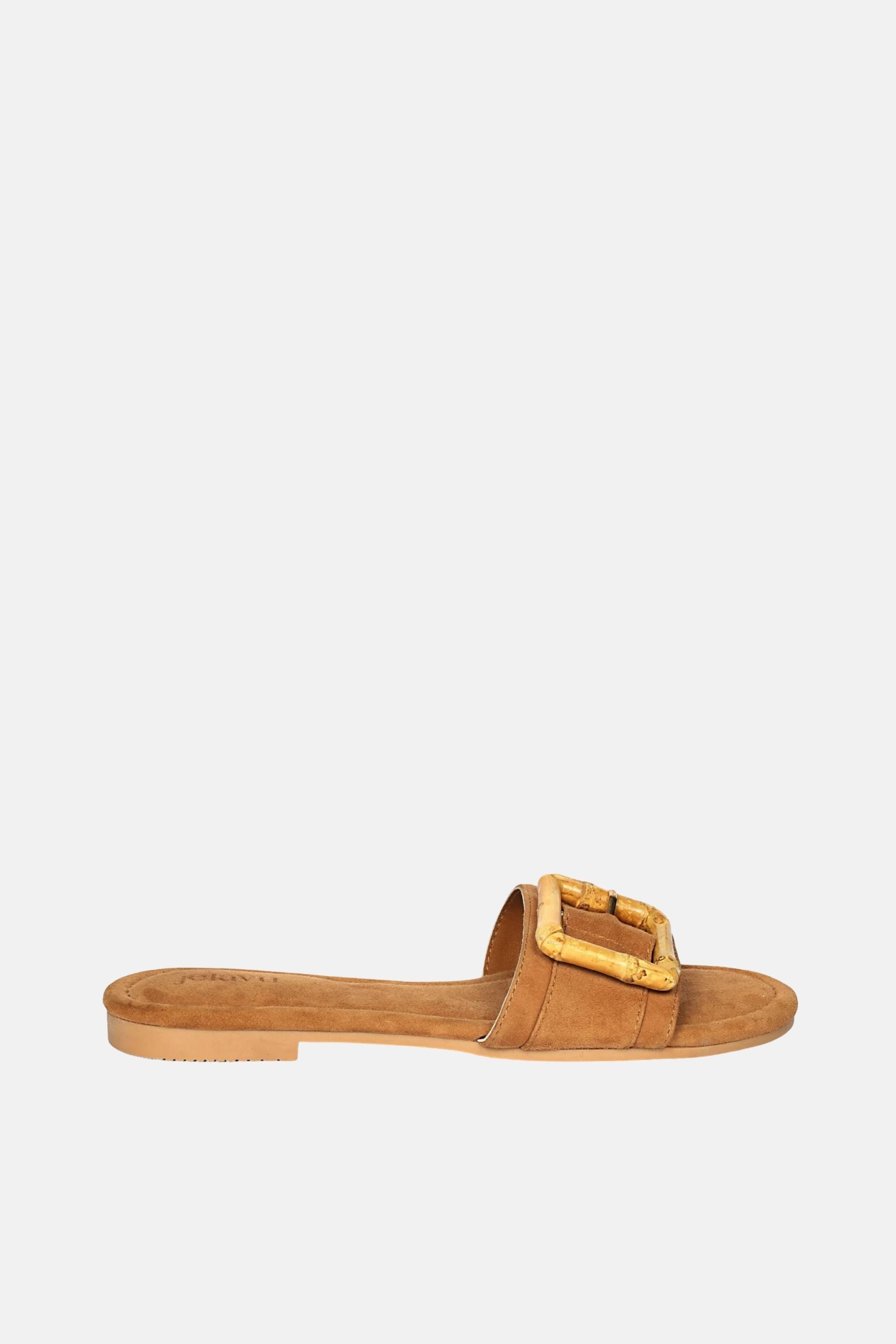 Jelavu - Amsterdam Bamboo Buckle Sandals - Cognac Suede