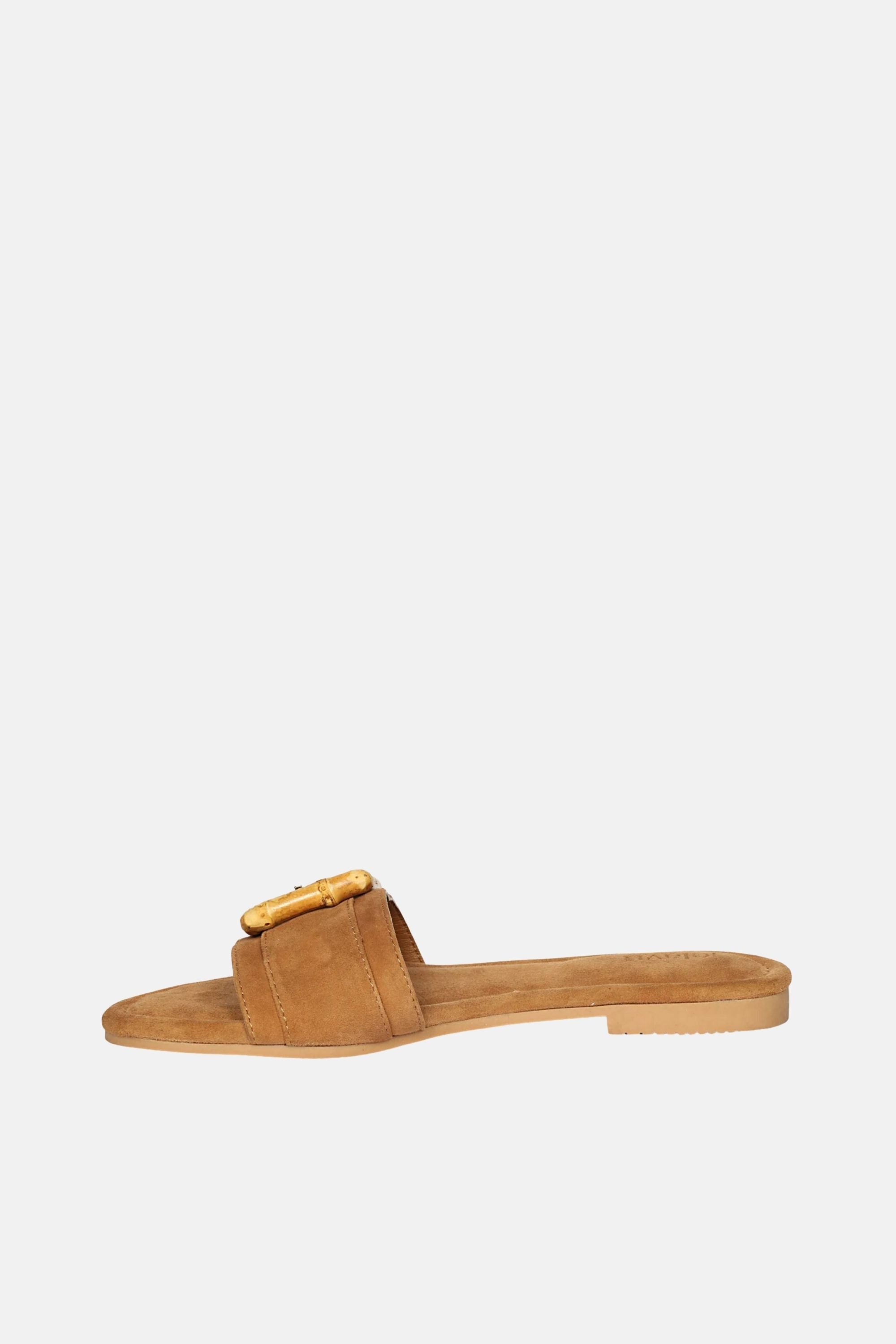 Jelavu - Amsterdam Bamboo Buckle Sandals - Cognac Suede - Jelavu.com