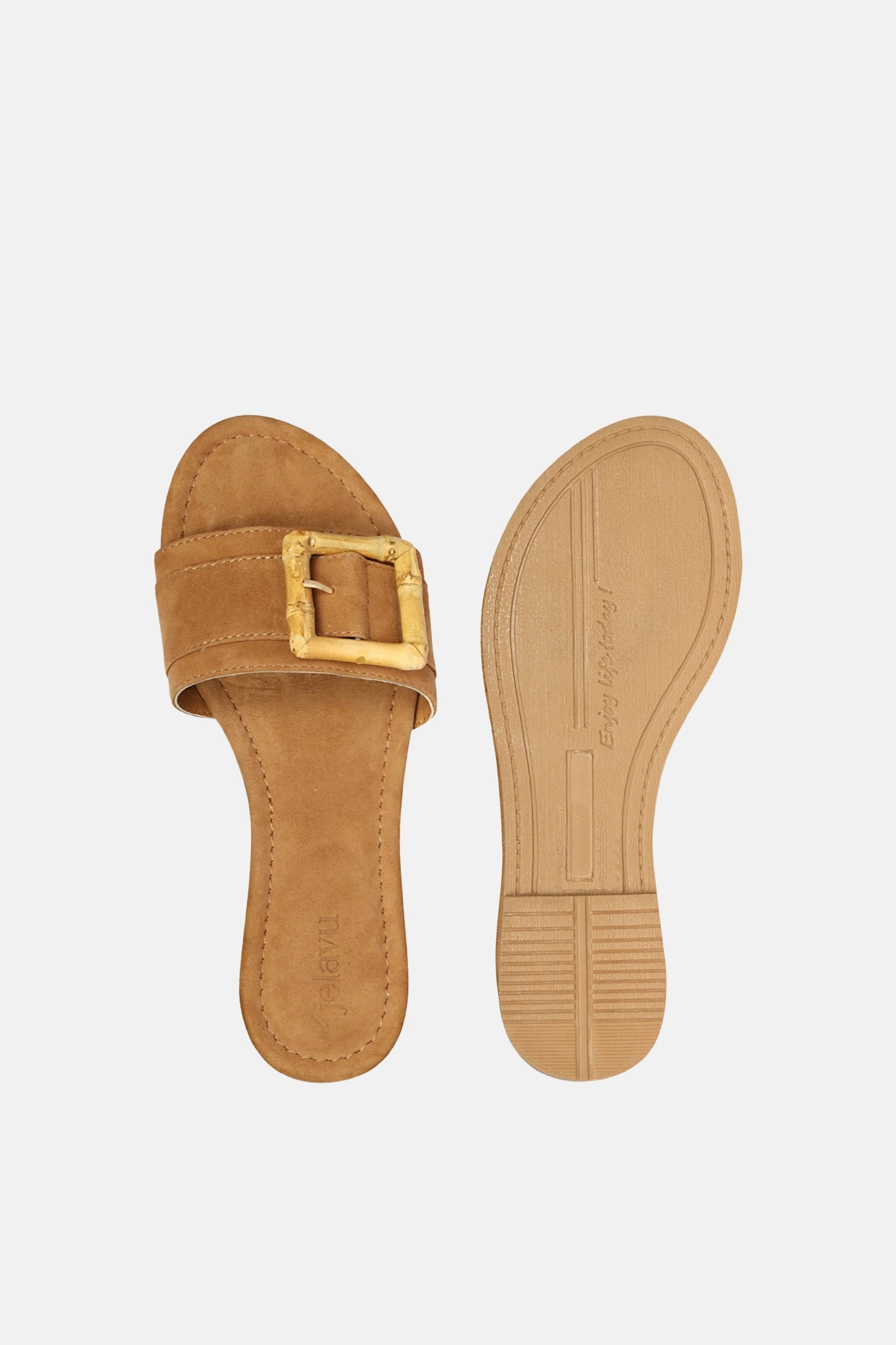 Jelavu - Amsterdam Bamboo Buckle Sandals - Cognac Suede - Jelavu.com