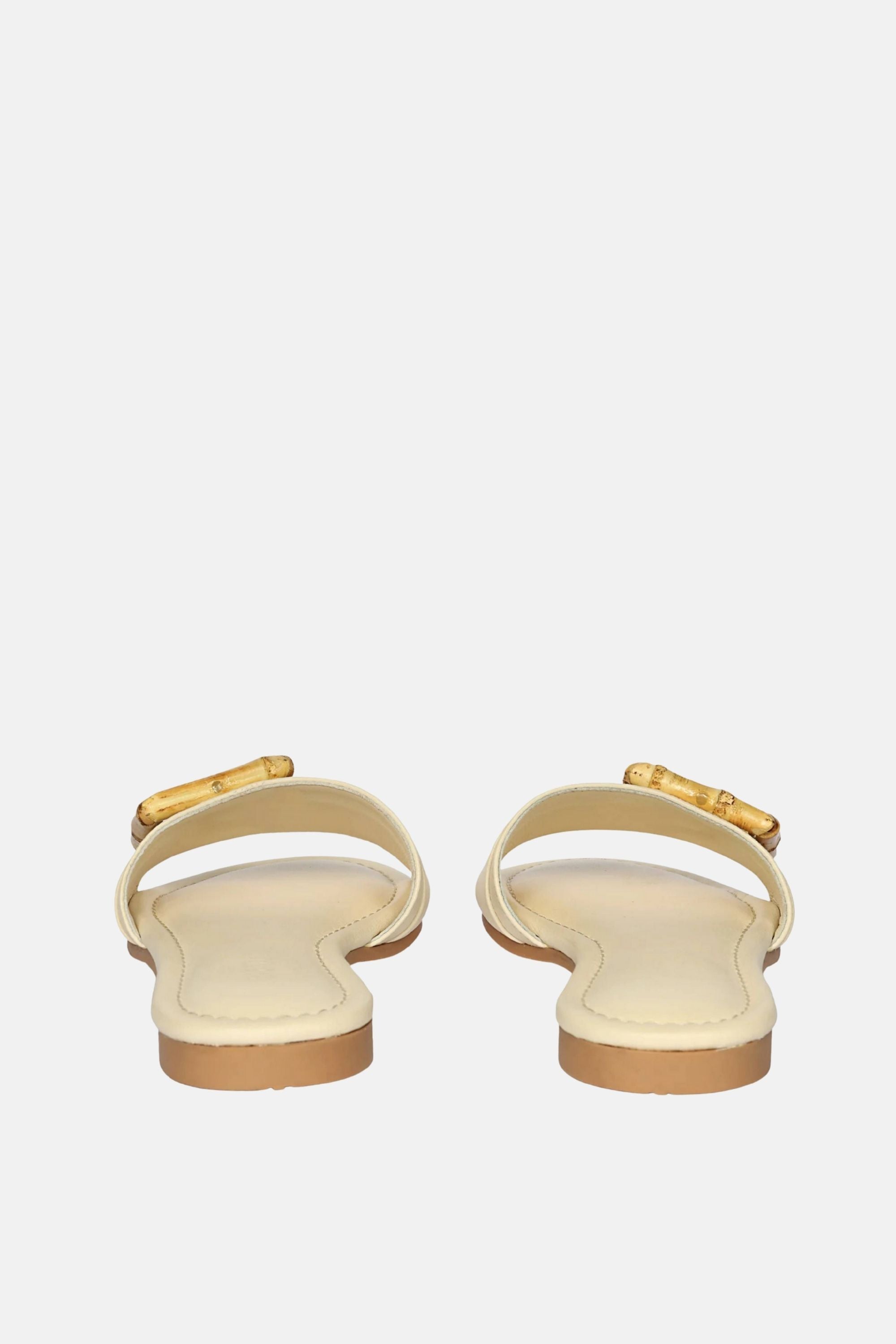 Jelavu - Amsterdam Bamboo Buckle Sandals - Ivory Leather - Jelavu.com