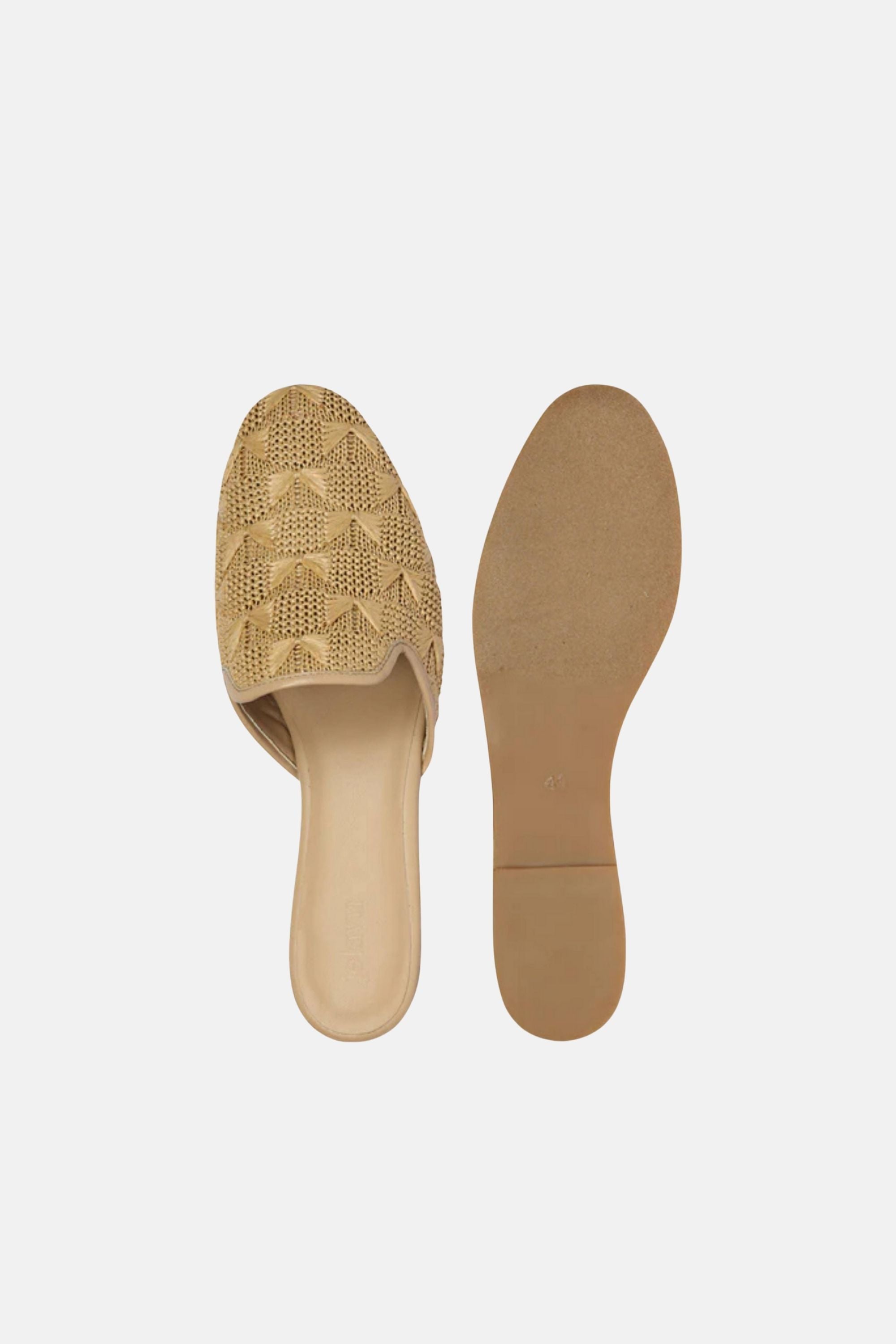 Jelavu - Andrea Raffia Mules - Beige - Jelavu.com