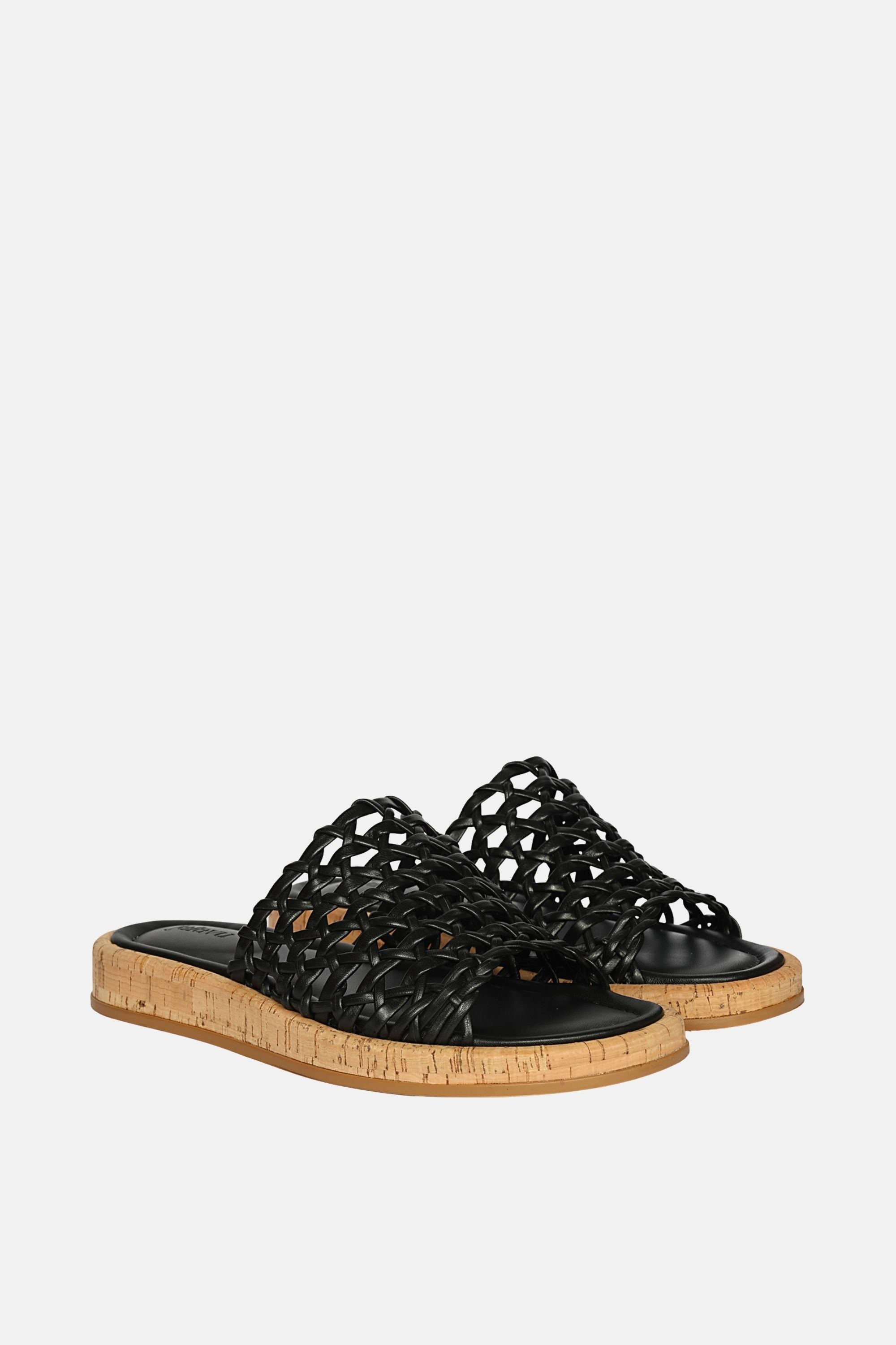 Jelavu - Cloud Leather Woven Sandals - Black Leather - Jelavu.com