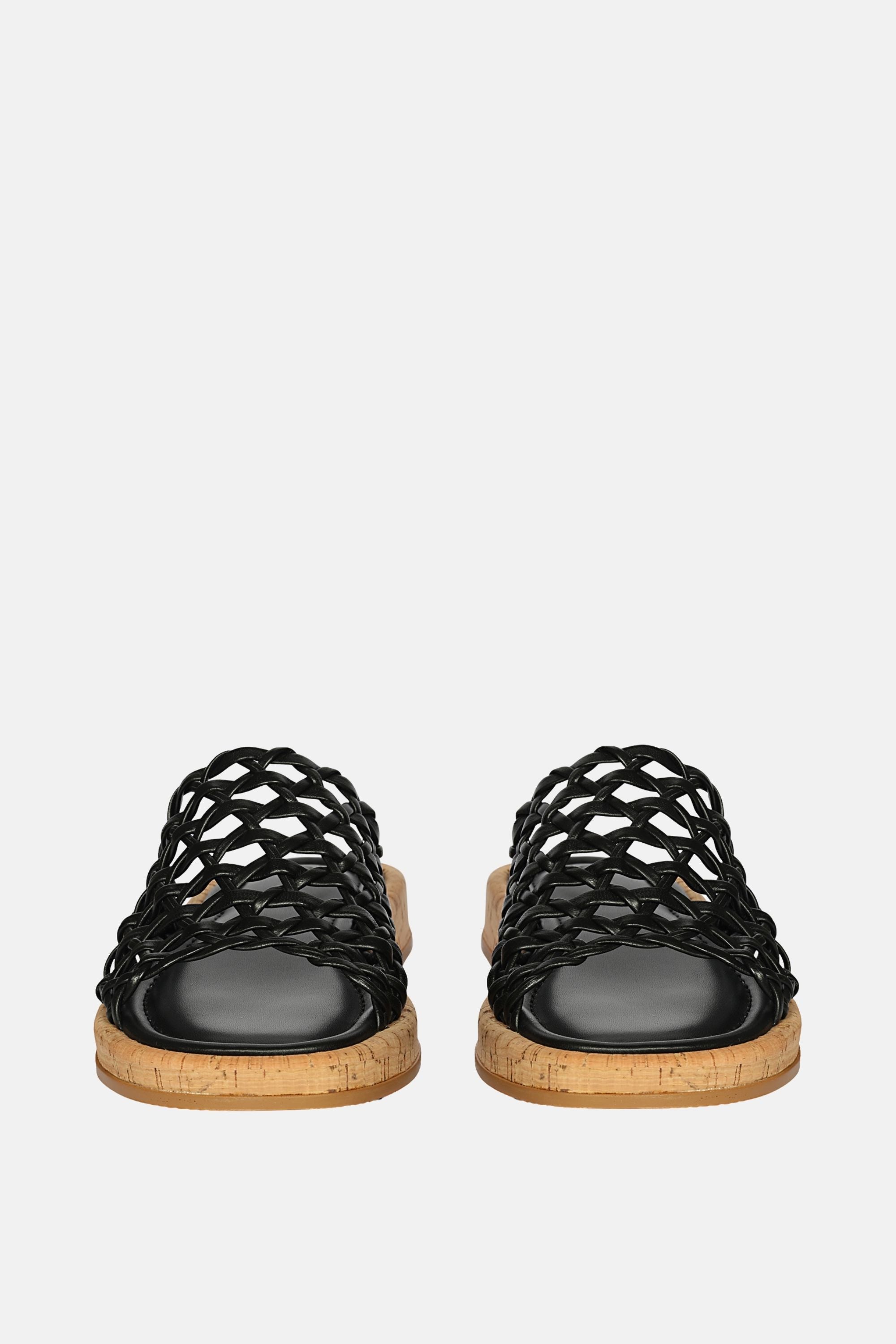 Jelavu - Cloud Leather Woven Sandals - Black Leather - Jelavu.com