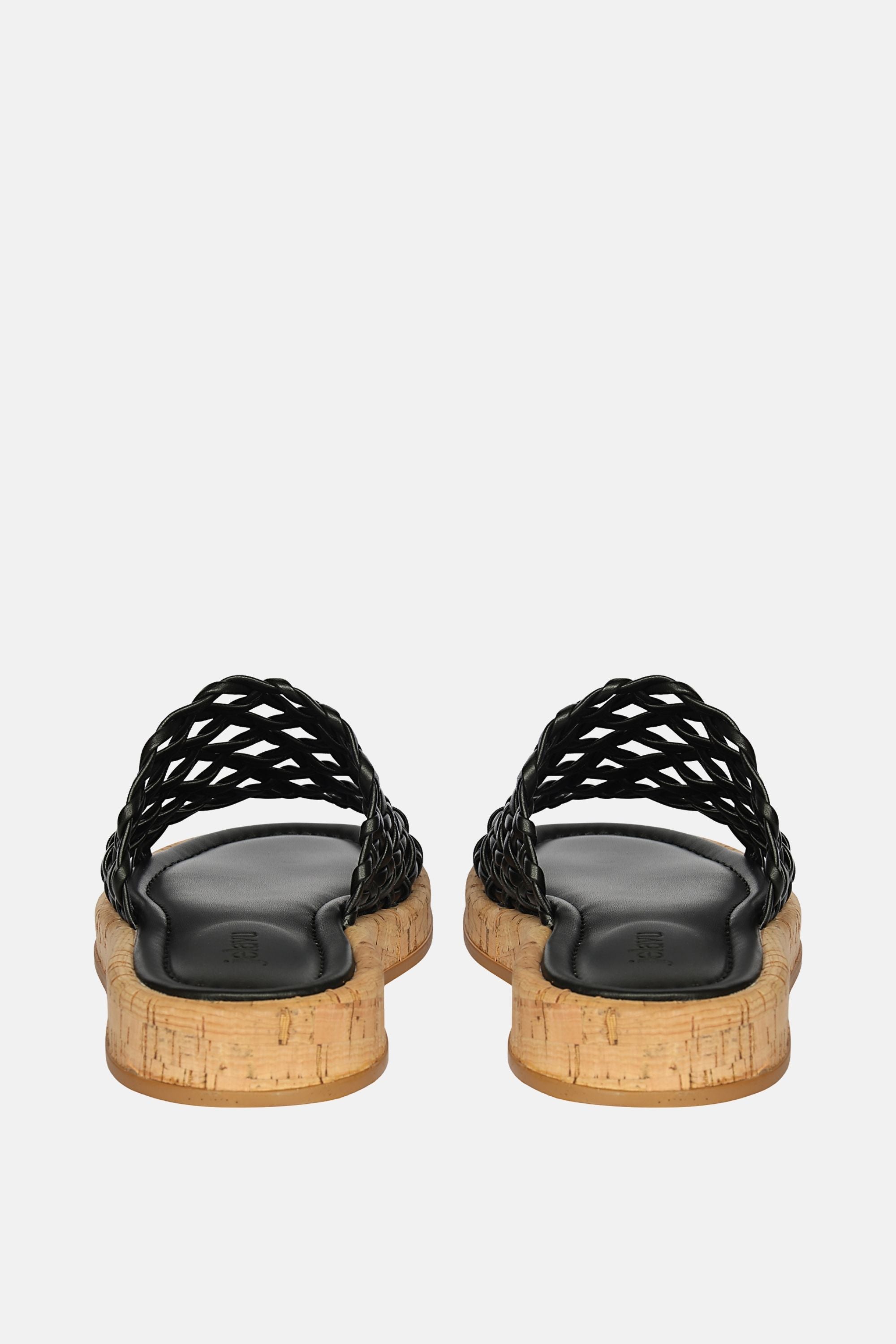 Jelavu - Cloud Leather Woven Sandals - Black Leather - Jelavu.com