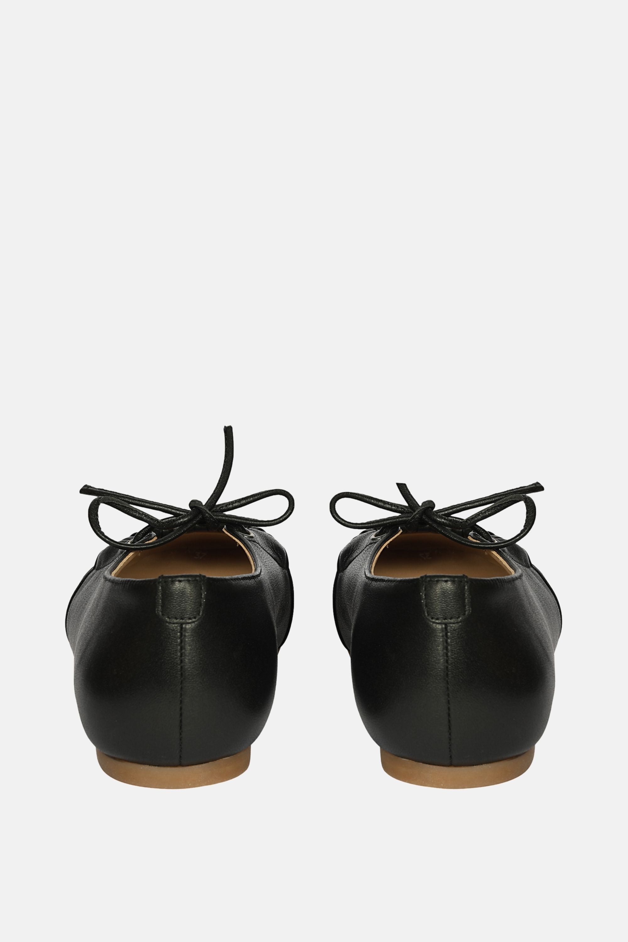 Jelavu - Ellie Ruched Lace-up Ballerina - Black Leather - Jelavu.com