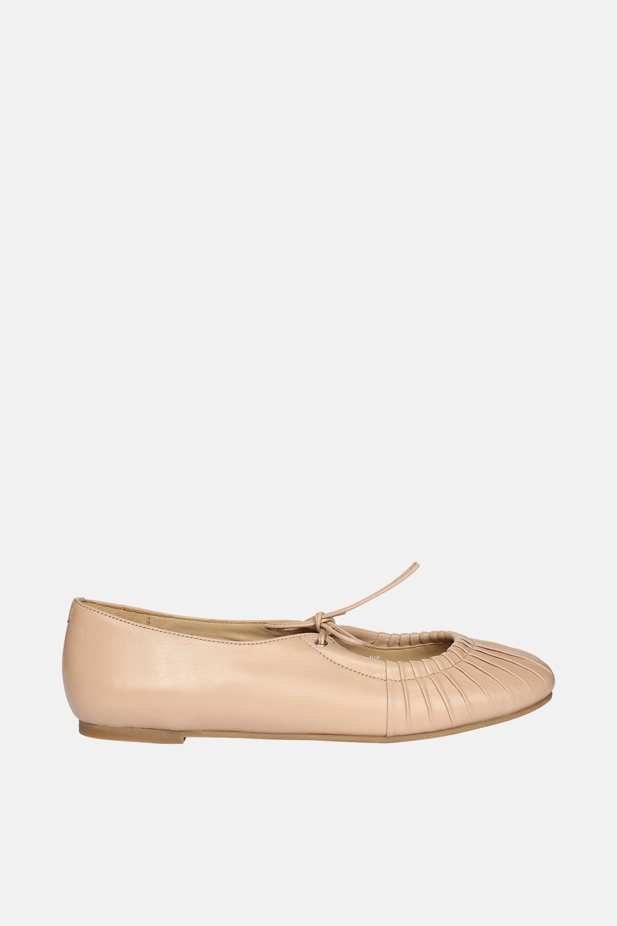 Jelavu - Ellie Ruched Lace-up Ballerina - Nude Leather - Jelavu.com