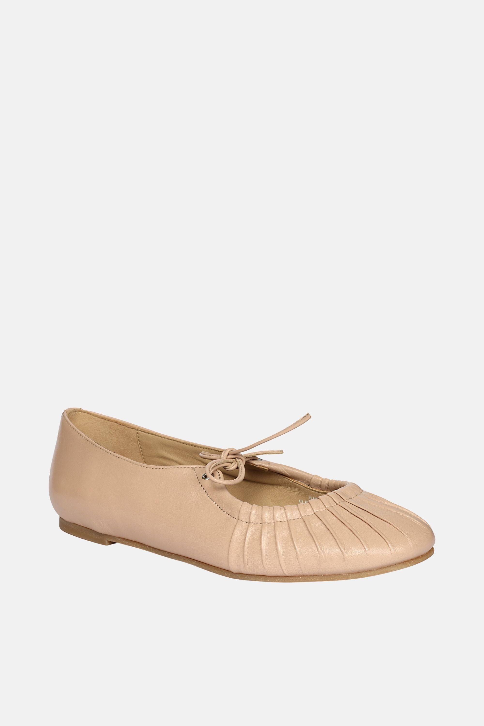 Jelavu - Ellie Ruched Lace-up Ballerina - Nude Leather - Jelavu.com