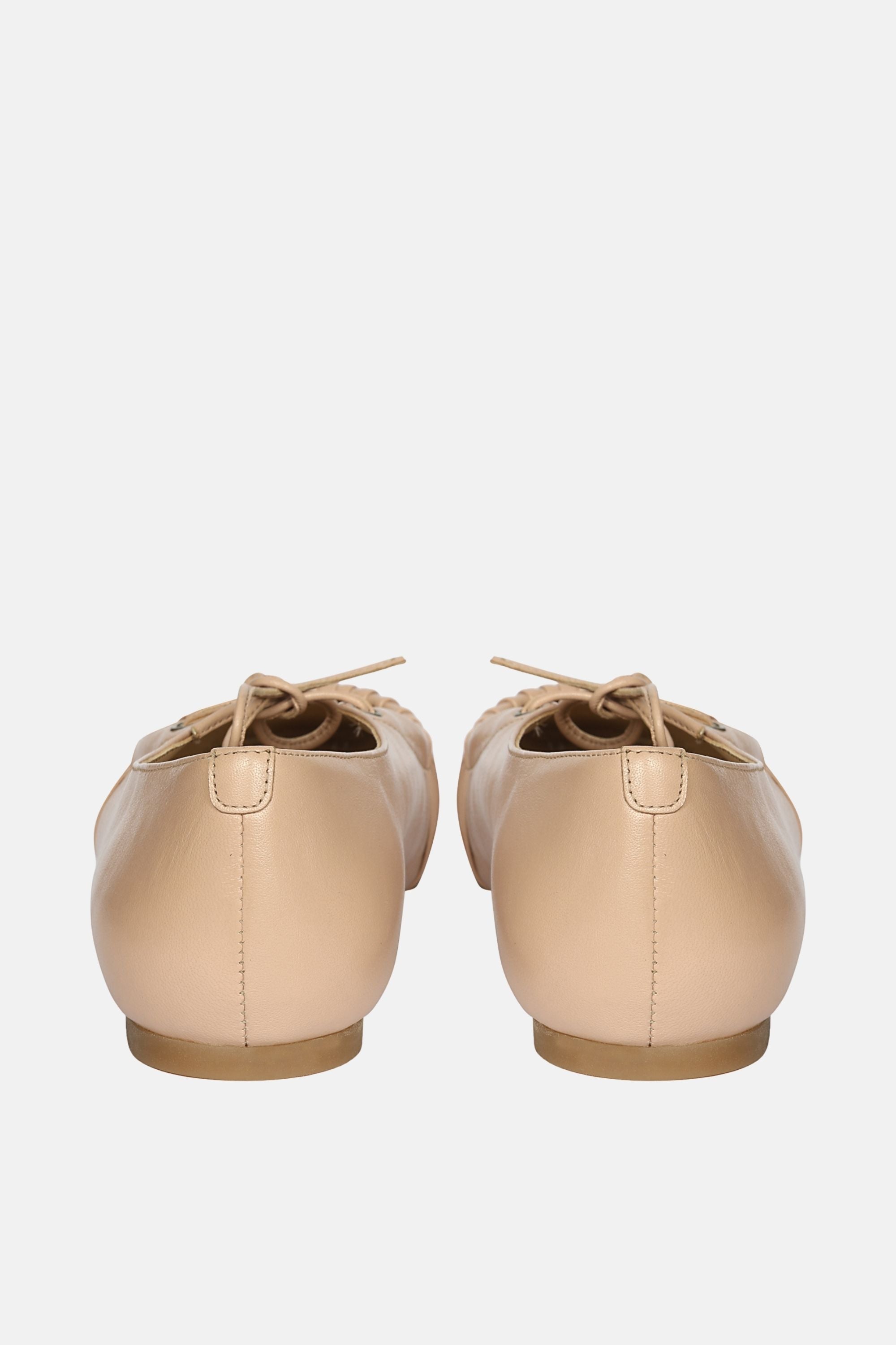 Jelavu - Ellie Ruched Lace-up Ballerina - Nude Leather - Jelavu.com
