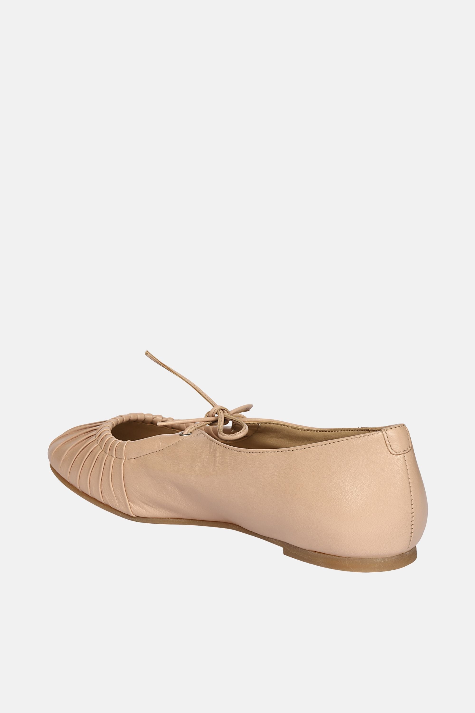 Jelavu - Ellie Ruched Lace-up Ballerina - Nude Leather - Jelavu.com