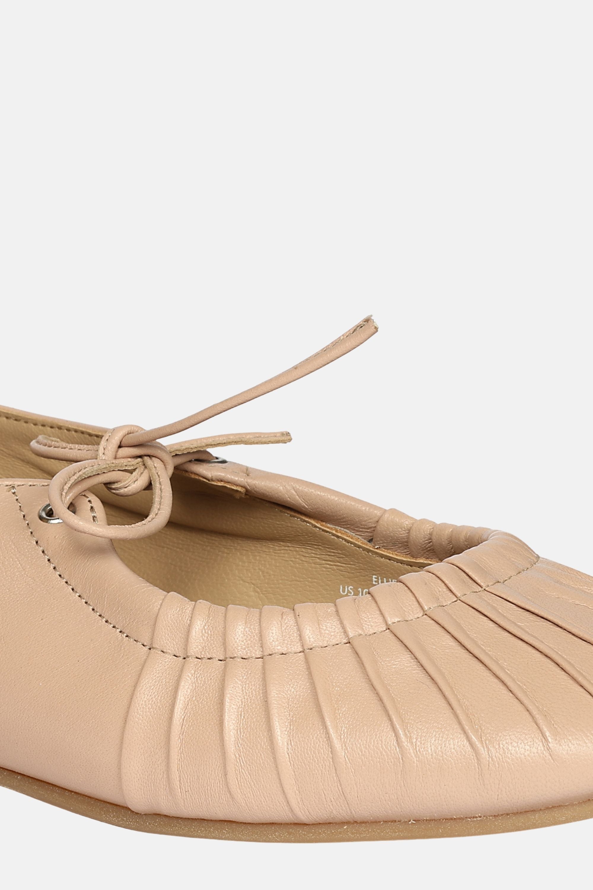 Jelavu - Ellie Ruched Lace-up Ballerina - Nude Leather - Jelavu.com