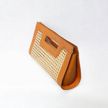 Load image into Gallery viewer, Venice long  - Cane Leather Clutch, rattan woven bag,