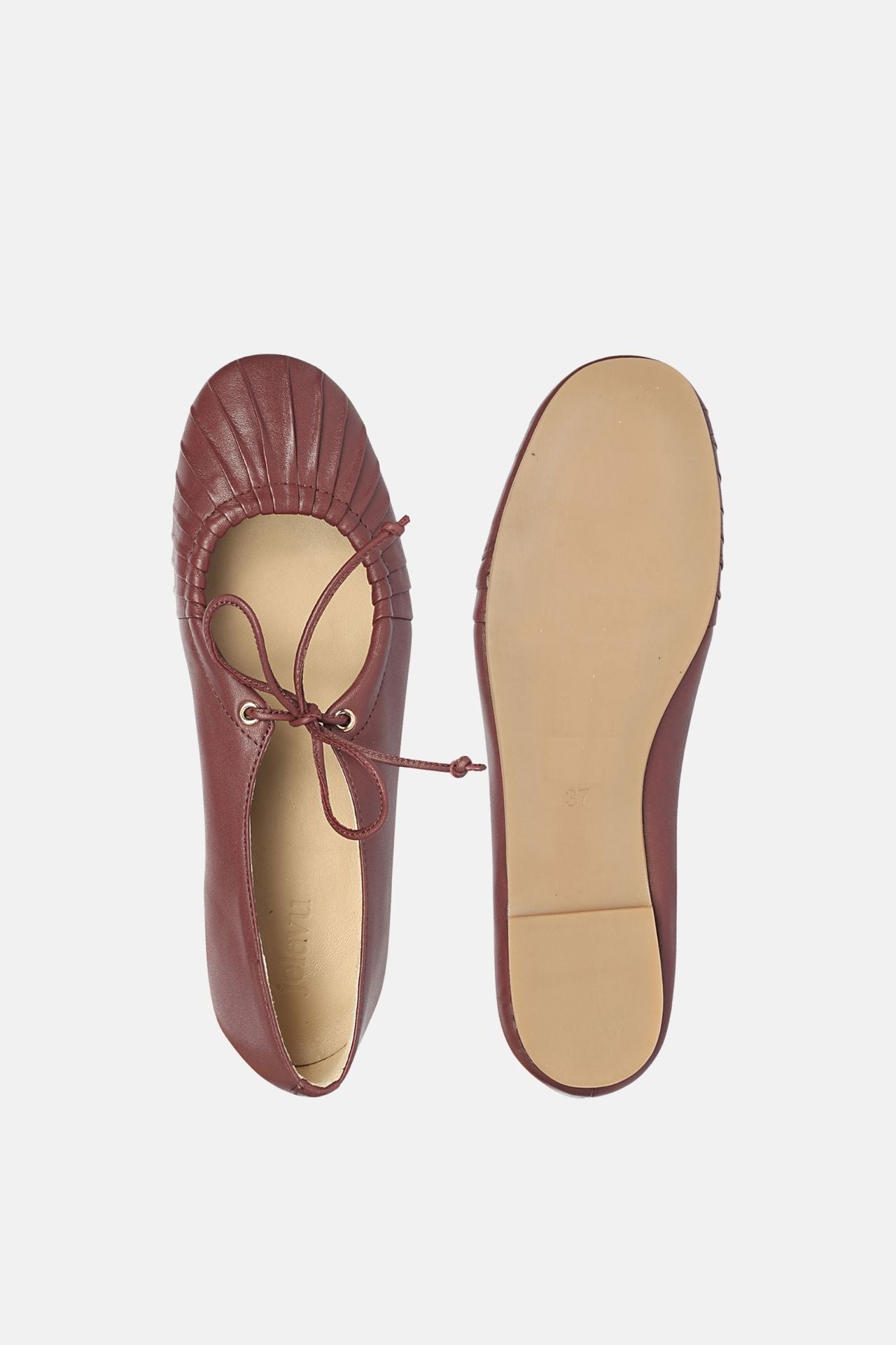 Jelavu - Ellie Ruched Lace-up Ballerina - Burgundy Leather