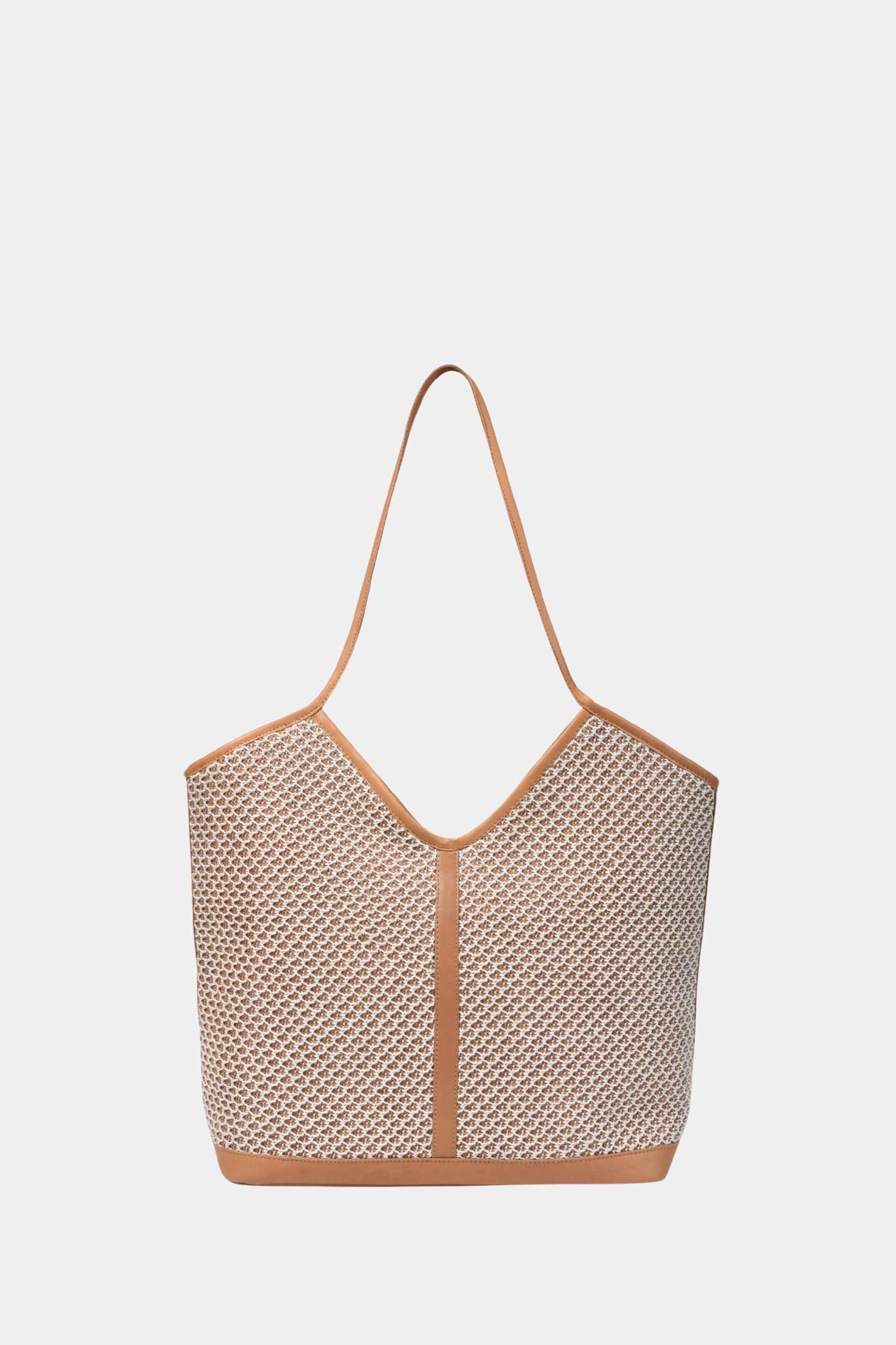 Jelavu - Lilliana Large Raffia Tote - Cognac Leather Trim