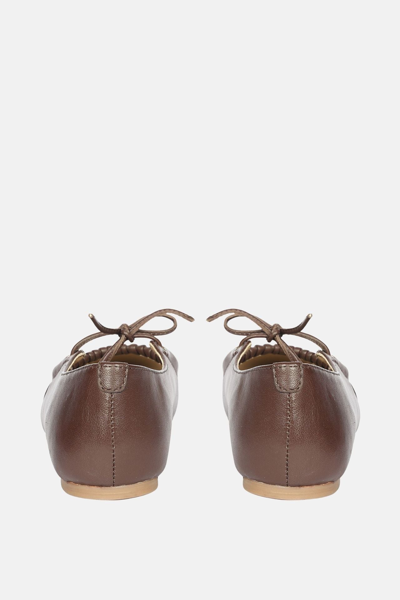 Jelavu - Ellie Ruched Lace-up Ballerina - Chocolate Leather - Jelavu.com