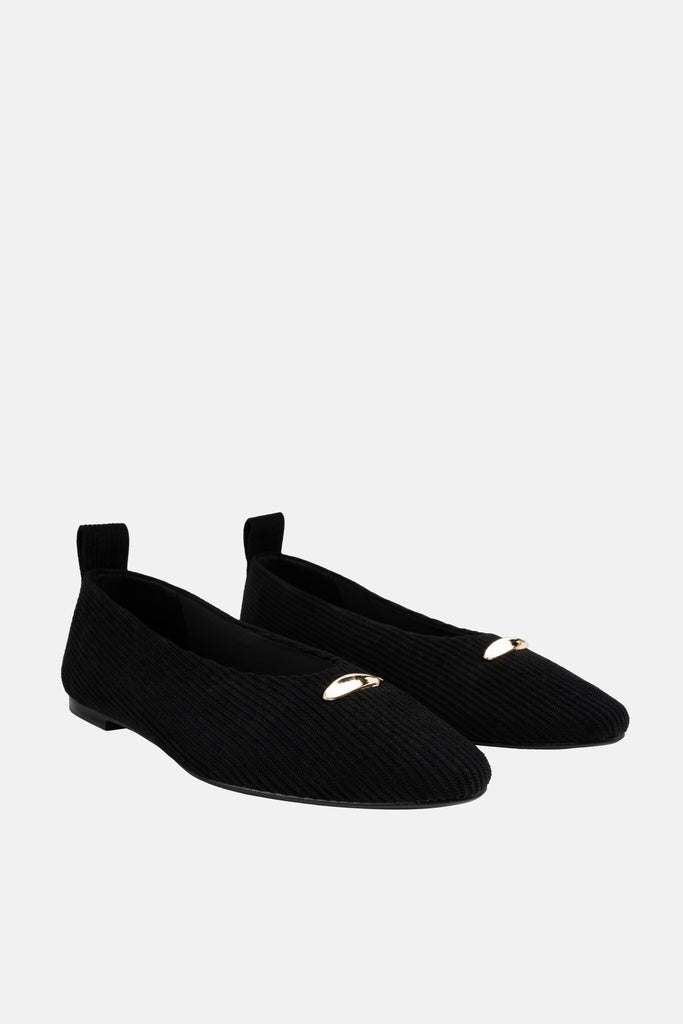 JELAVU Nova Corduroy Pointed-Toe Ballet Flat in Black - image 1