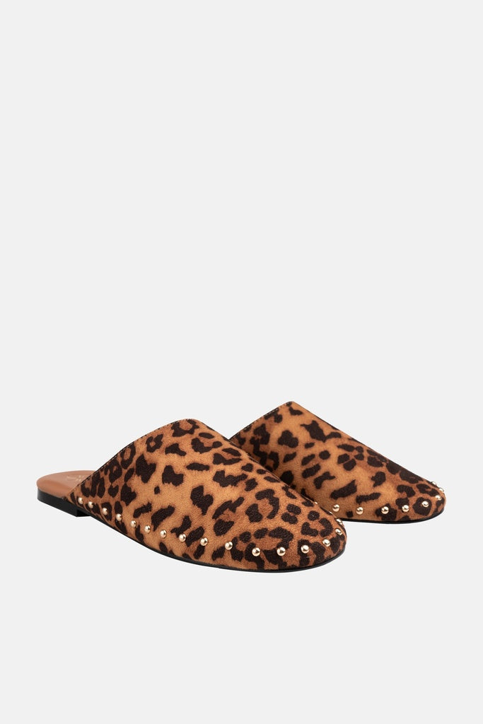 JELAVU Serena Studded Flat Mule in Leopard Print - image 1