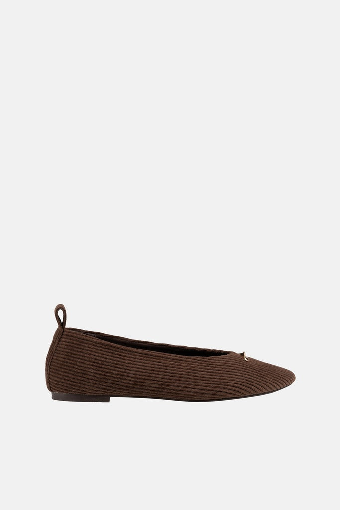 JELAVU Nova Corduroy Pointed-Toe Ballet Flat in Coffee Brown - image 2