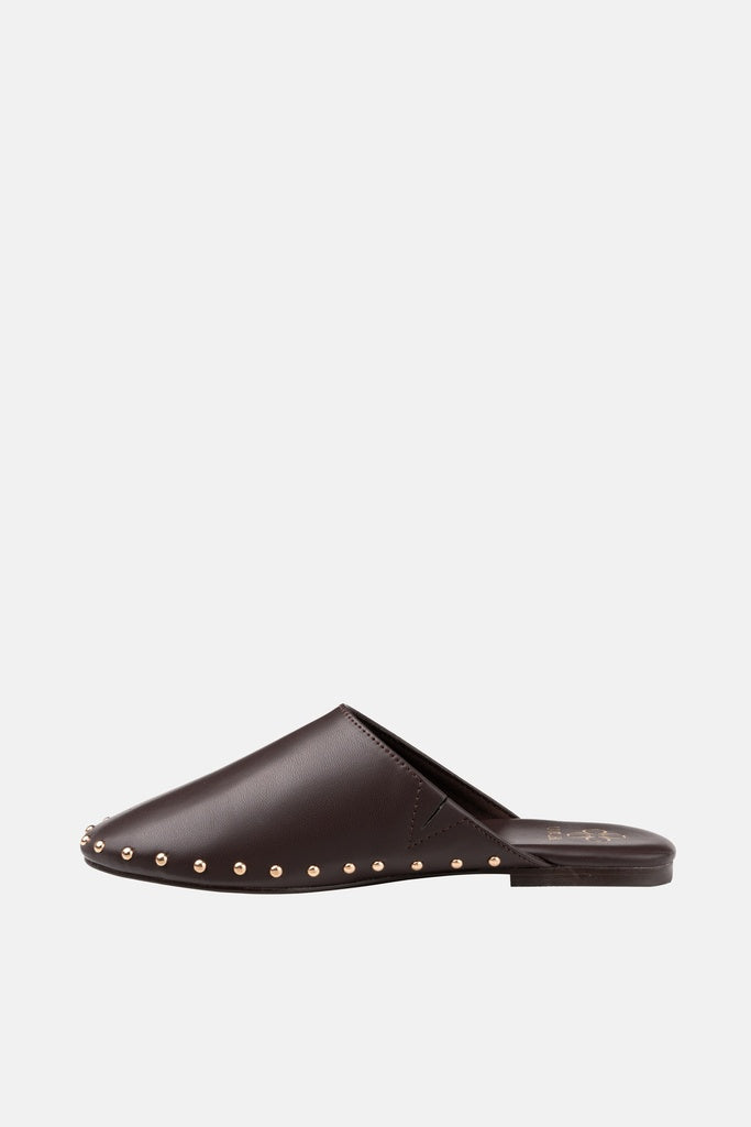 JELAVU Serena Studded Flat Mule in Coffee Brown - image 2