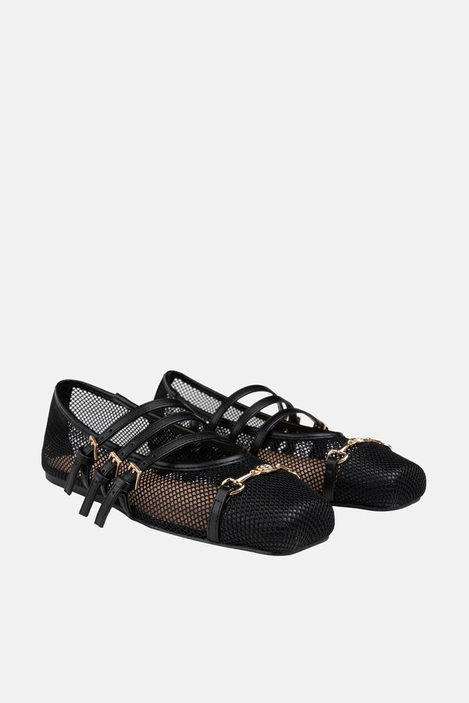 JELAVU Emma Mesh Mary Jane Ballet Flat in Black - image 1