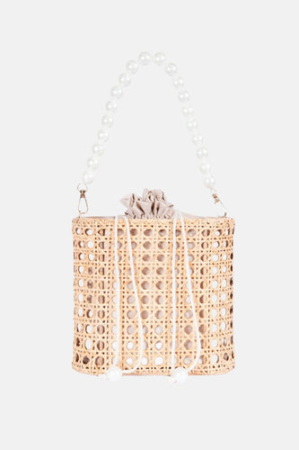 Jelavu - Amalfi Small Cane Satchel - Natural / Pearl Top Handle - Jelavu.com