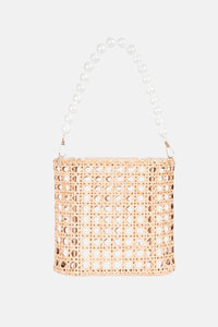 Jelavu - Amalfi Small Cane Satchel - Natural / Pearl Top Handle - Jelavu.com