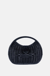 Jelavu - Artemis Top Handle Medium Satchel - Black Rattan / Black Leather - Jelavu.com