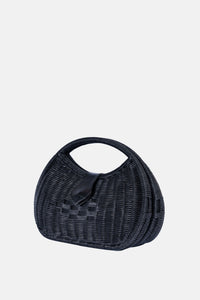 Jelavu - Artemis Top Handle Medium Satchel - Black Rattan / Black Leather - Jelavu.com