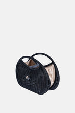 Load image into Gallery viewer, Jelavu - Artemis Top Handle Medium Satchel - Black Rattan / Black Leather - Jelavu.com