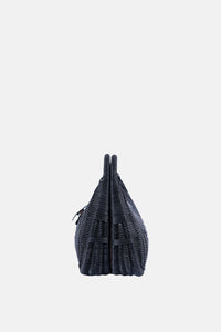 Jelavu - Artemis Top Handle Medium Satchel - Black Rattan / Black Leather - Jelavu.com