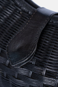 Jelavu - Artemis Top Handle Medium Satchel - Black Rattan / Black Leather - Jelavu.com