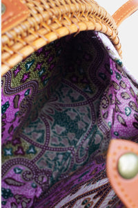 Jelavu - Ata Kauri Rattan Small Crossbody Natural Seashells - Tan - Jelavu.com