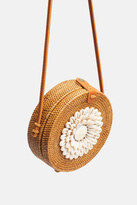 Jelavu - Ata Kauri Rattan Small Crossbody Natural Seashells - Tan - Jelavu.com