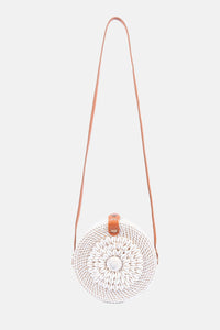 Jelavu - Ata Kauri Rattan Small Crossbody Natural Seashells - White - Jelavu.com