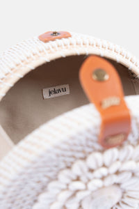 Jelavu - Ata Kauri Rattan Small Crossbody Natural Seashells - White - Jelavu.com