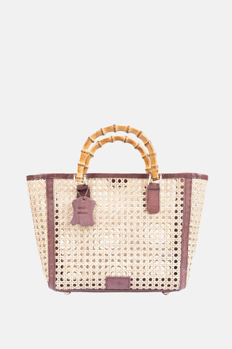 Jelavu - Bristol Medium Cane Tote with Bamboo Handle- Chocolate Leather - Jelavu.com